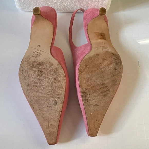 Pink Suede Pointed Slingback Flats - Women's - Picture 4 of 5